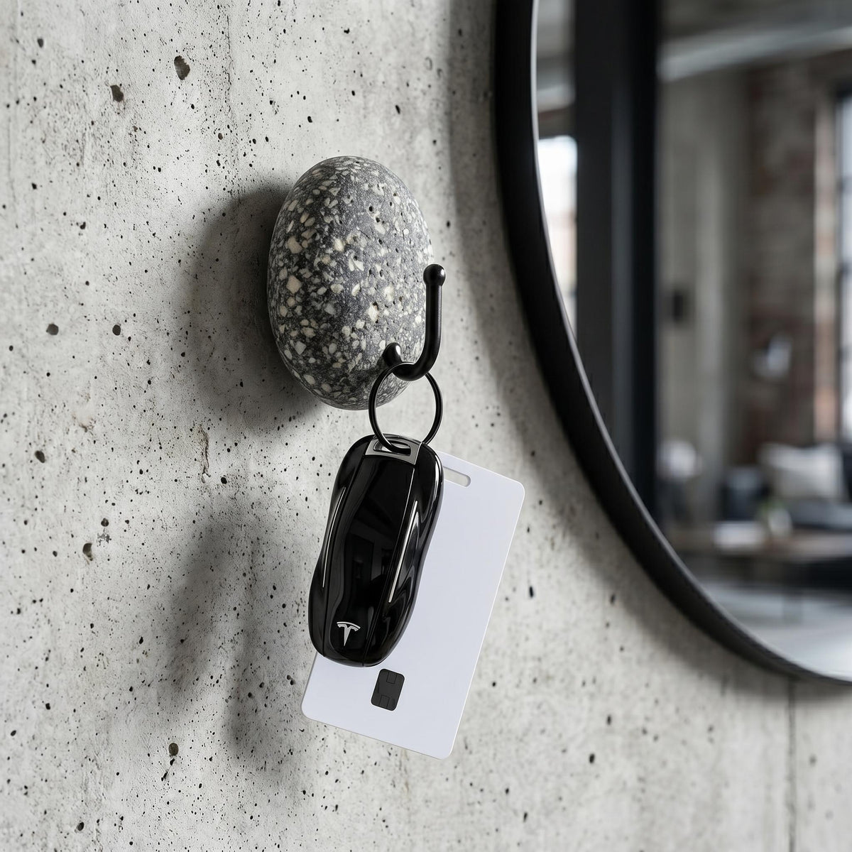 Rustic Key Holder – natural stone wall hook or rack – alternate view