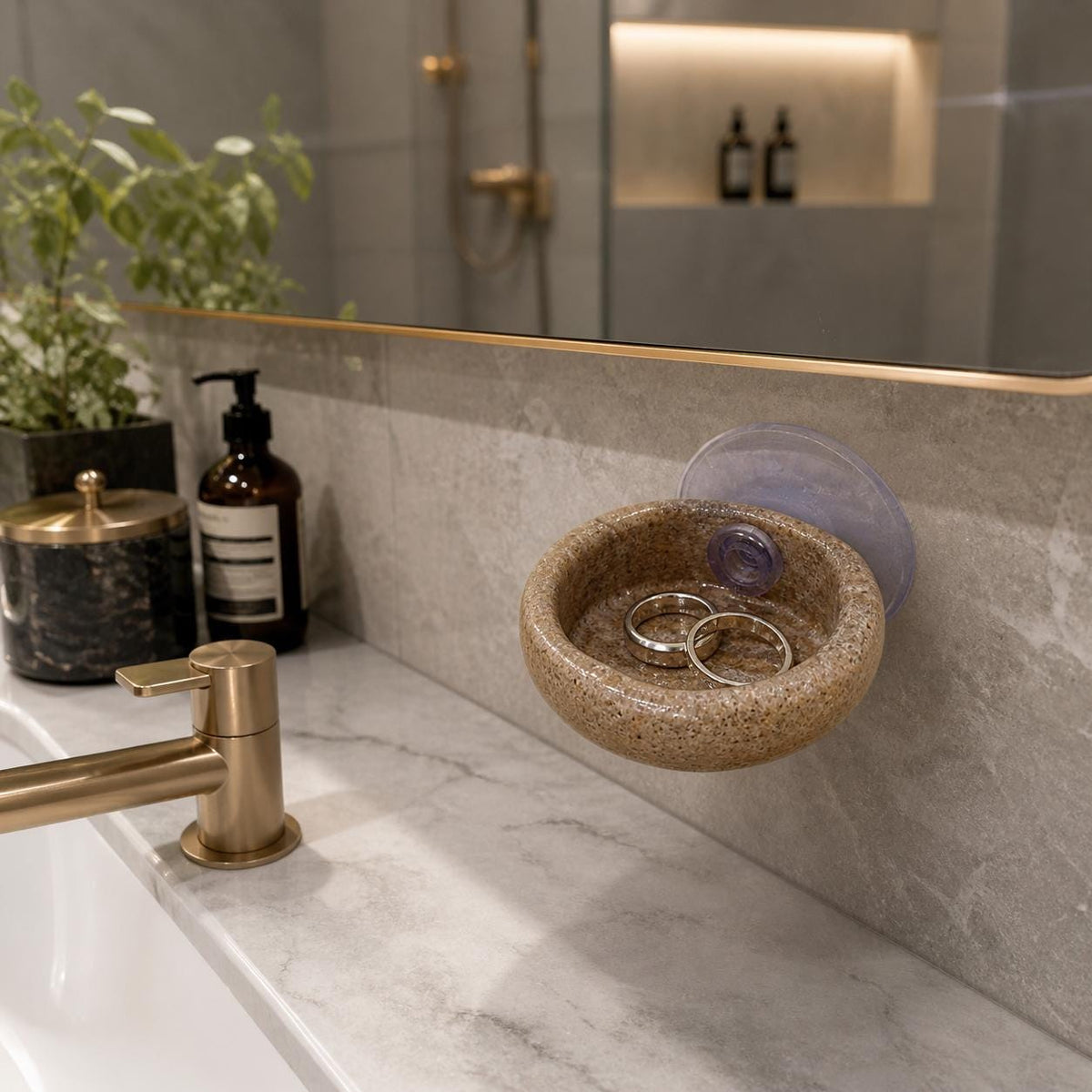 Ring Holder Bathroom – natural stone bathroom accessory – alternate angle