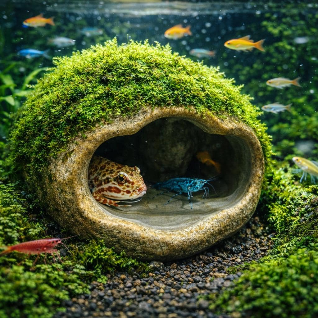 Natural Stone Aquarium Cave - Fish Hide – natural stone aquarium accessory – alternate angle