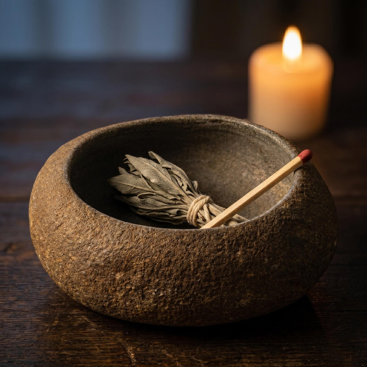 Natural Stone Offering Bowl For Meditation Altar – natural stone mindful home accent – alternate angle