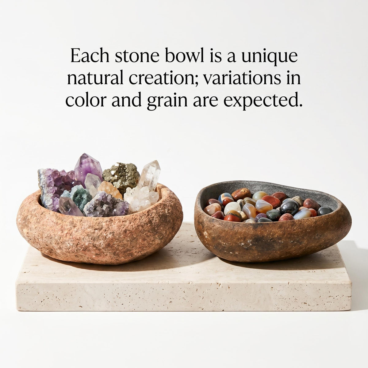 Crystal Bowl - Handmade River Stone Bowl For Crystal Storage – natural stone mindful home accent – product detail