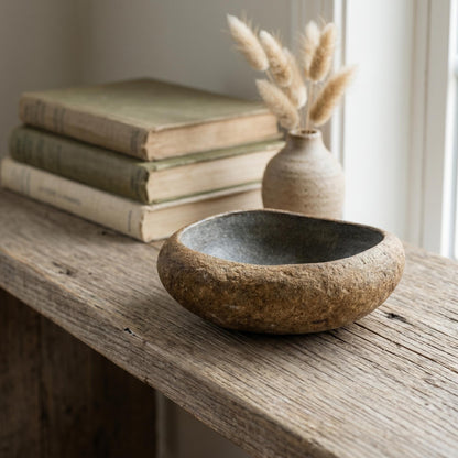 Crystal Bowl - Handmade River Stone Bowl For Crystal Storage – natural stone mindful home accent – detail view