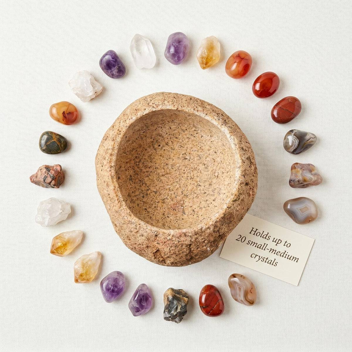 Crystal Bowl - Handmade River Stone Bowl For Crystal Storage – natural stone mindful home accent – alternate view
