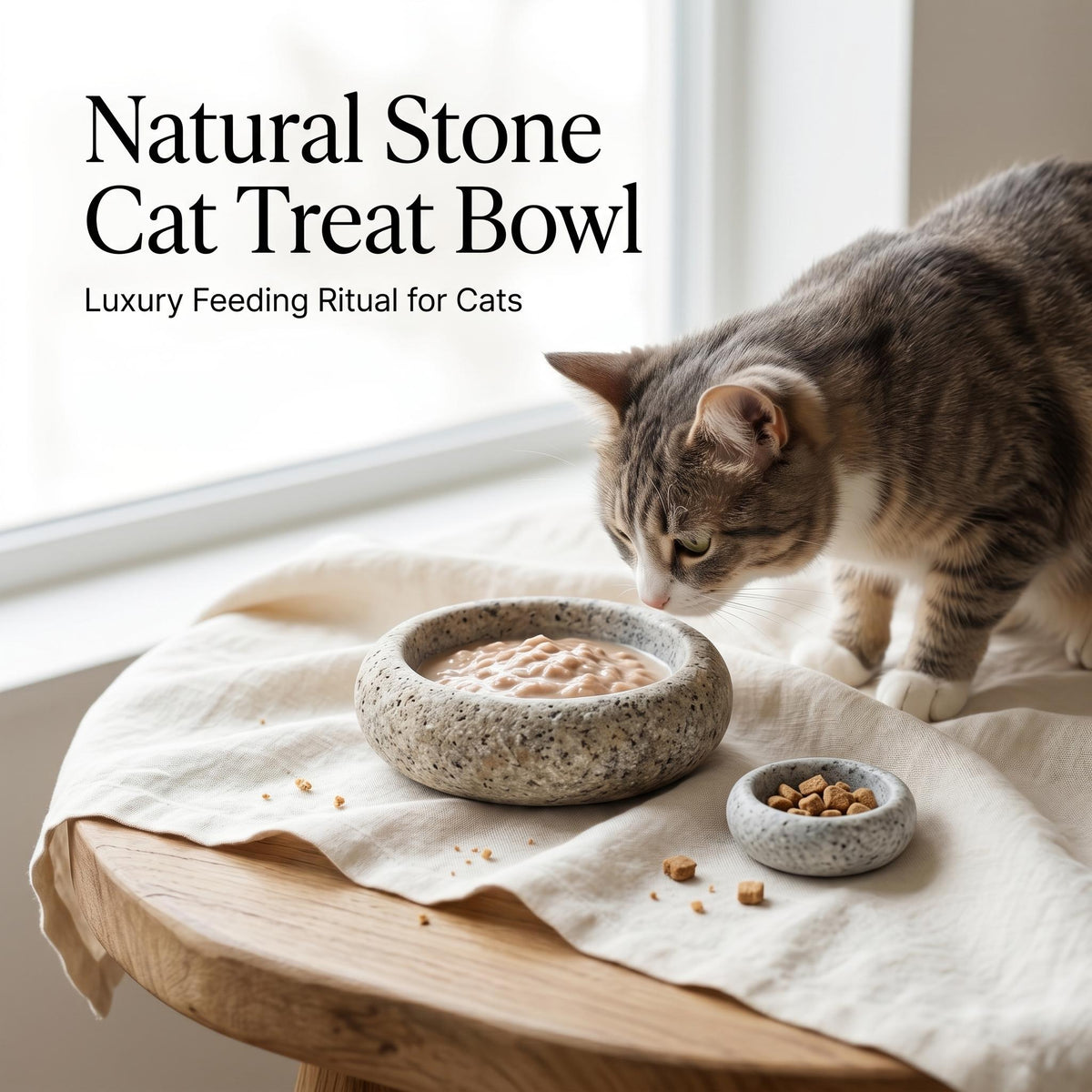 Tiny Cat Bowls - Natural Stone Dish For Freeze Dried Treats – natural stone bird and wildlife accessory – alternate product v