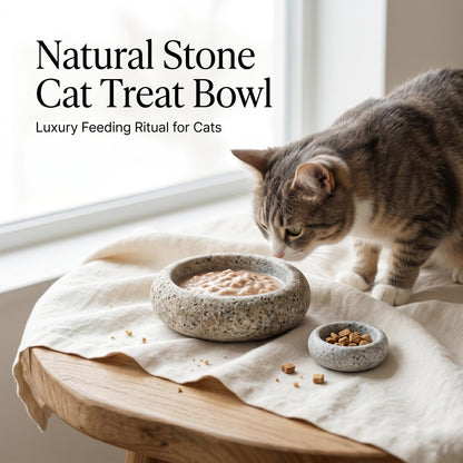 Tiny Cat Bowls - Natural Stone Dish For Freeze Dried Treats – natural stone bird and wildlife accessory – alternate product v