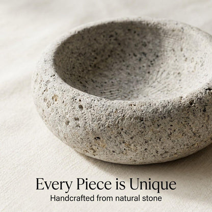 Tiny Cat Bowls - Natural Stone Dish For Freeze Dried Treats – natural stone bird and wildlife accessory – alternate view