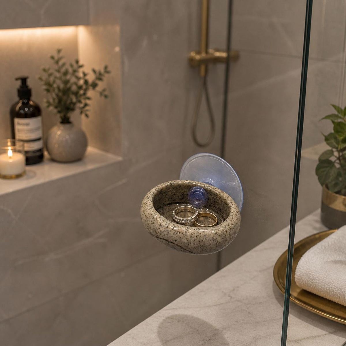 Ring Holder Bathroom – natural stone bathroom accessory – alternate angle