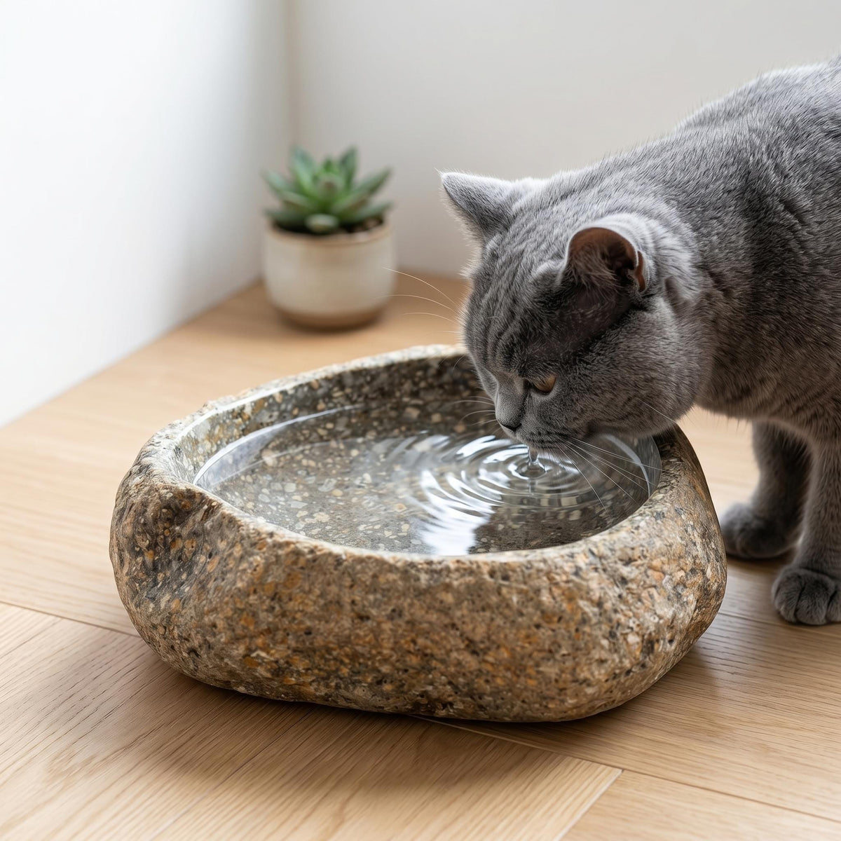 Cat Food Bowl - Heavy Natural Stone No Spill Cat Bowl For Dry – natural stone bird and wildlife accessory – alternate product