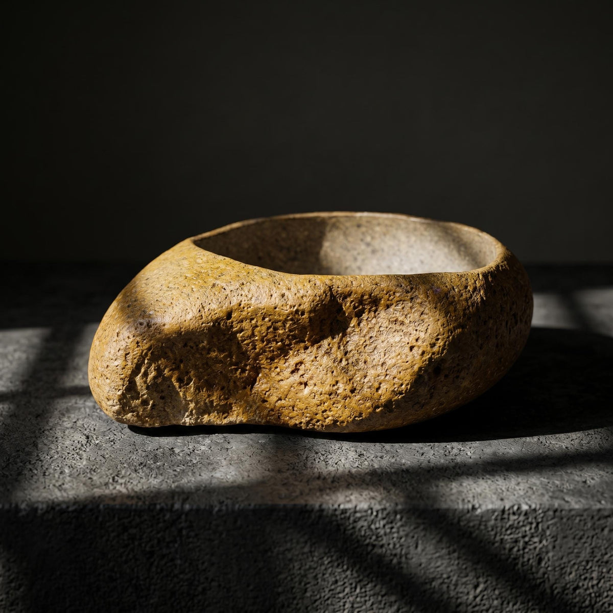 Cat Food Bowl - Heavy Natural Stone No Spill Cat Bowl For Dry – natural stone bird and wildlife accessory – alternate view