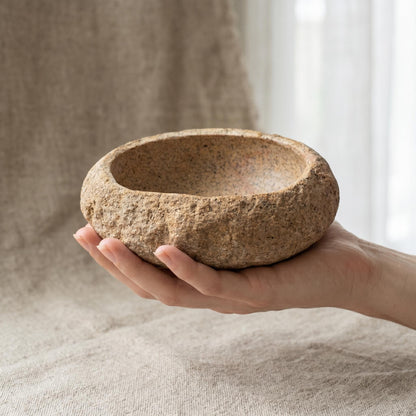 Natural Stone Offering Bowl For Meditation Altar – natural stone mindful home accent – alternate angle