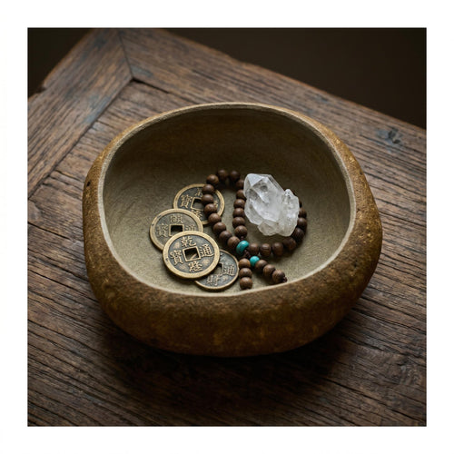 Natural Stone Offering Bowl For Meditation Altar – natural stone mindful home accent – primary product view