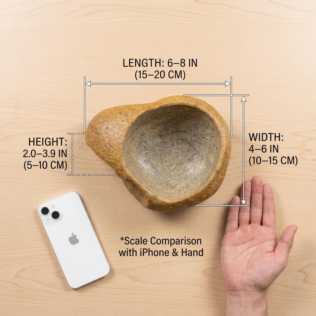 No Spill Dog Food Bowl – natural stone bird and wildlife accessory – alternate angle