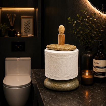 Toilet Paper Holder Stone – natural stone bathroom accessory – primary product view