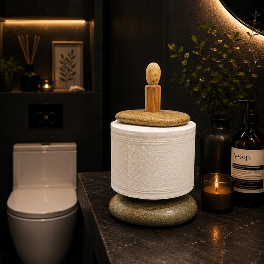 Toilet Paper Holder Stone – natural stone bathroom accessory – primary product view