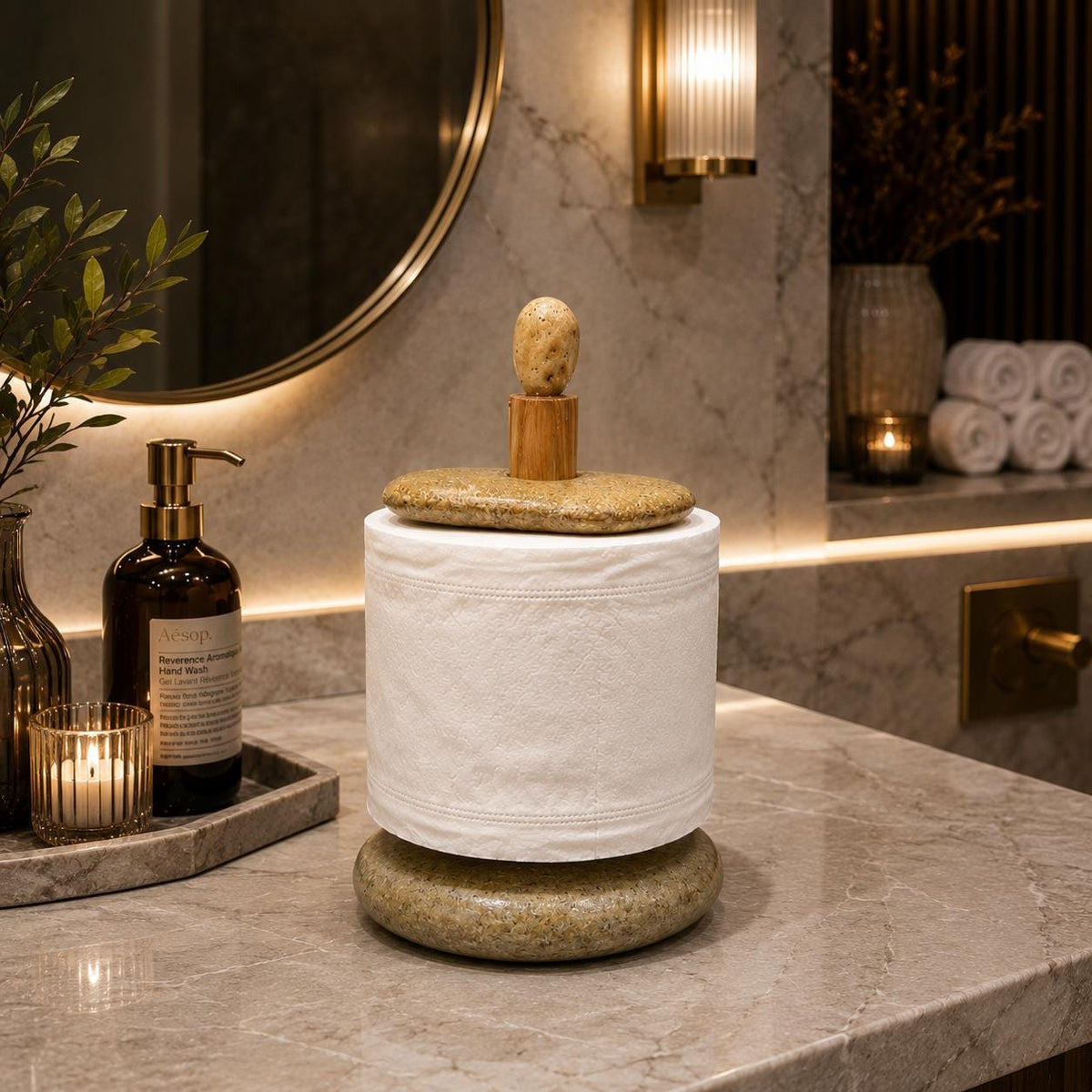 Natural Stone Bathroom Decor - Spa & Japandi – natural stone bathroom accessory – detail view