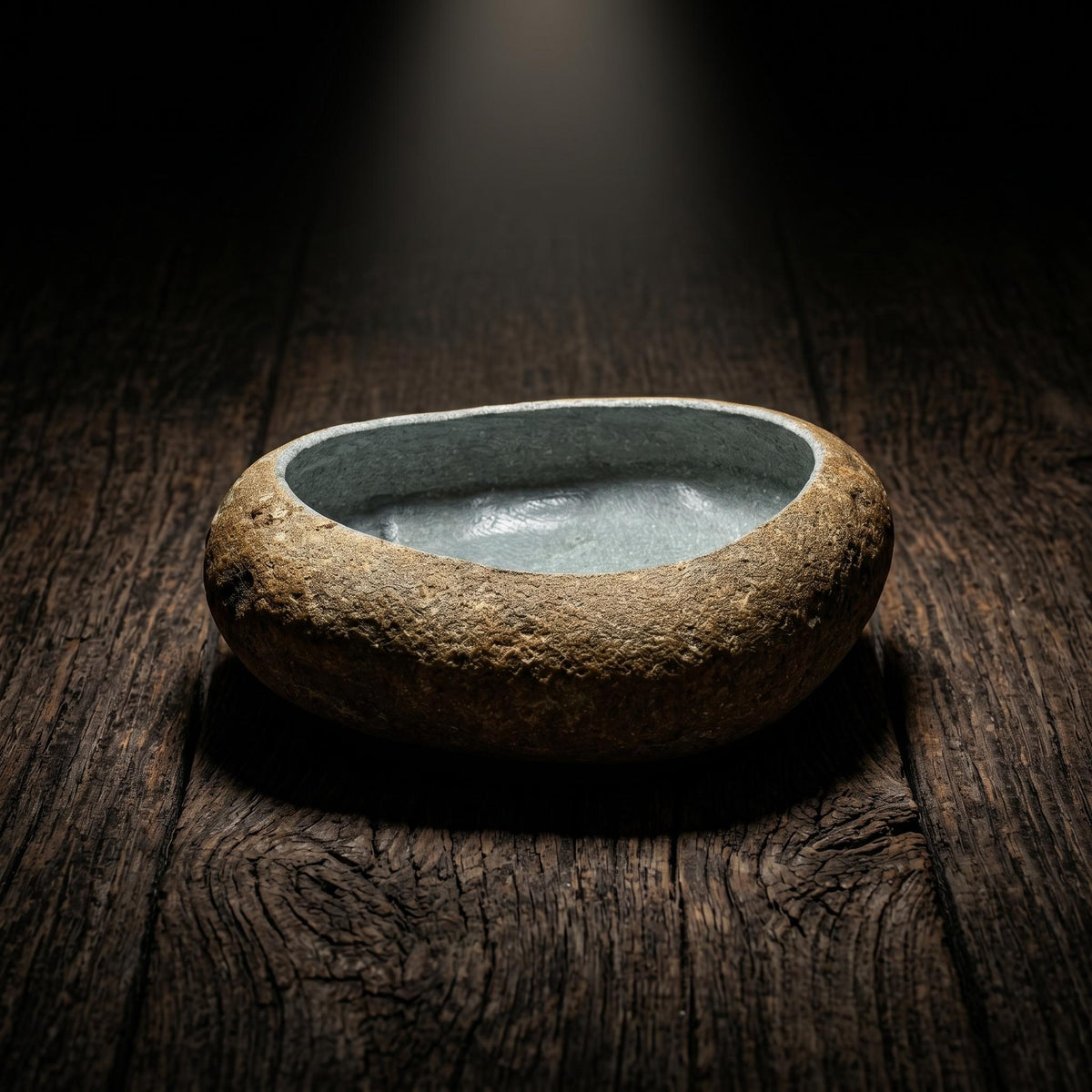 Natural River Stone Prayer Bowl – natural stone mindful home accent – alternate view