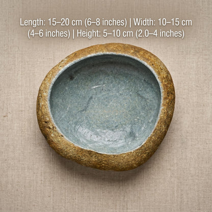 Crystal Bowl - Handmade River Stone Bowl For Crystal Storage – natural stone mindful home accent – alternate angle