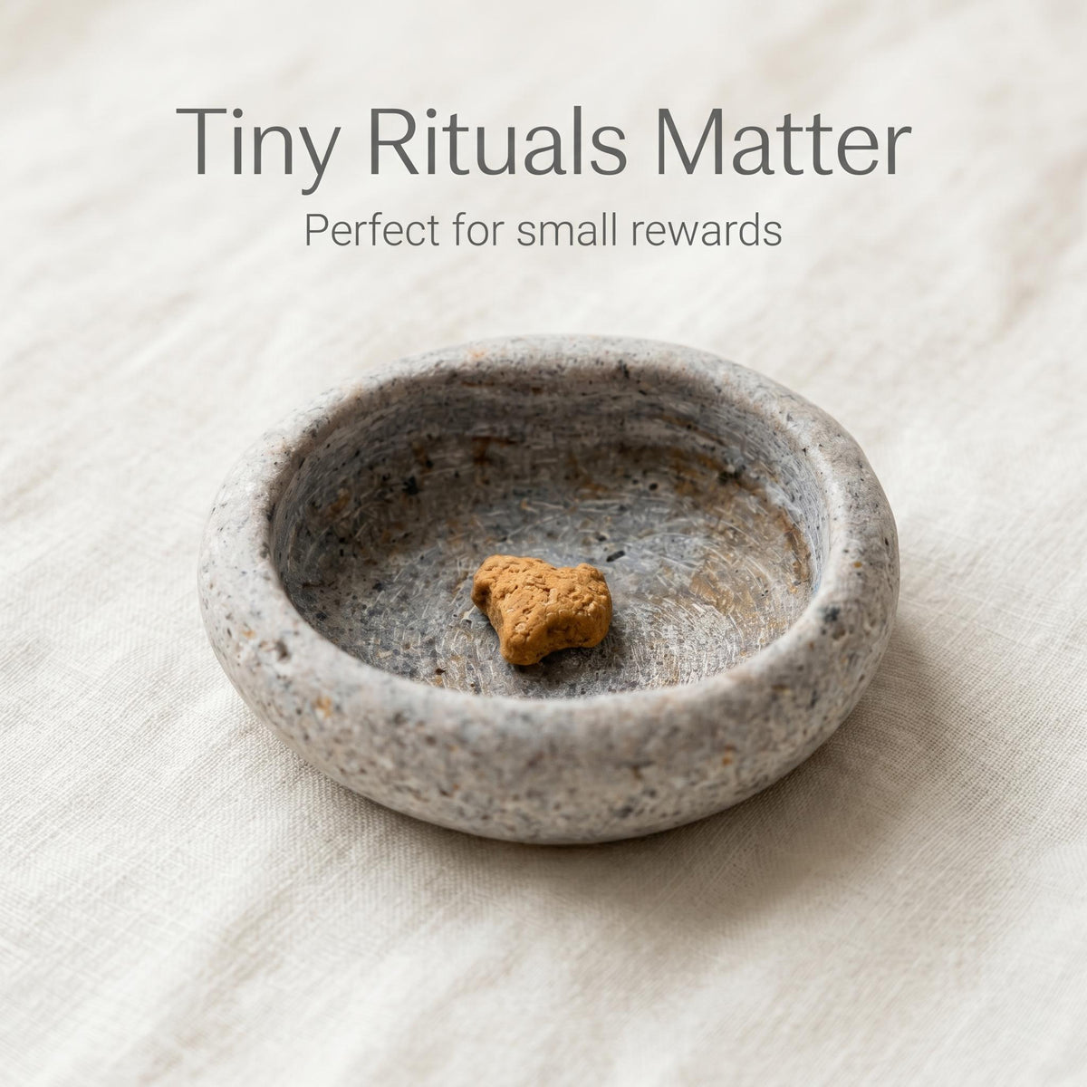Tiny Cat Bowls - Natural Stone Dish For Freeze Dried Treats – natural stone bird and wildlife accessory – alternate angle