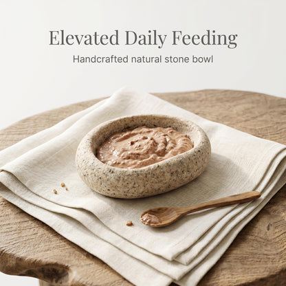 Tiny Cat Bowls - Natural Stone Dish For Freeze Dried Treats – natural stone bird and wildlife accessory – alternate view