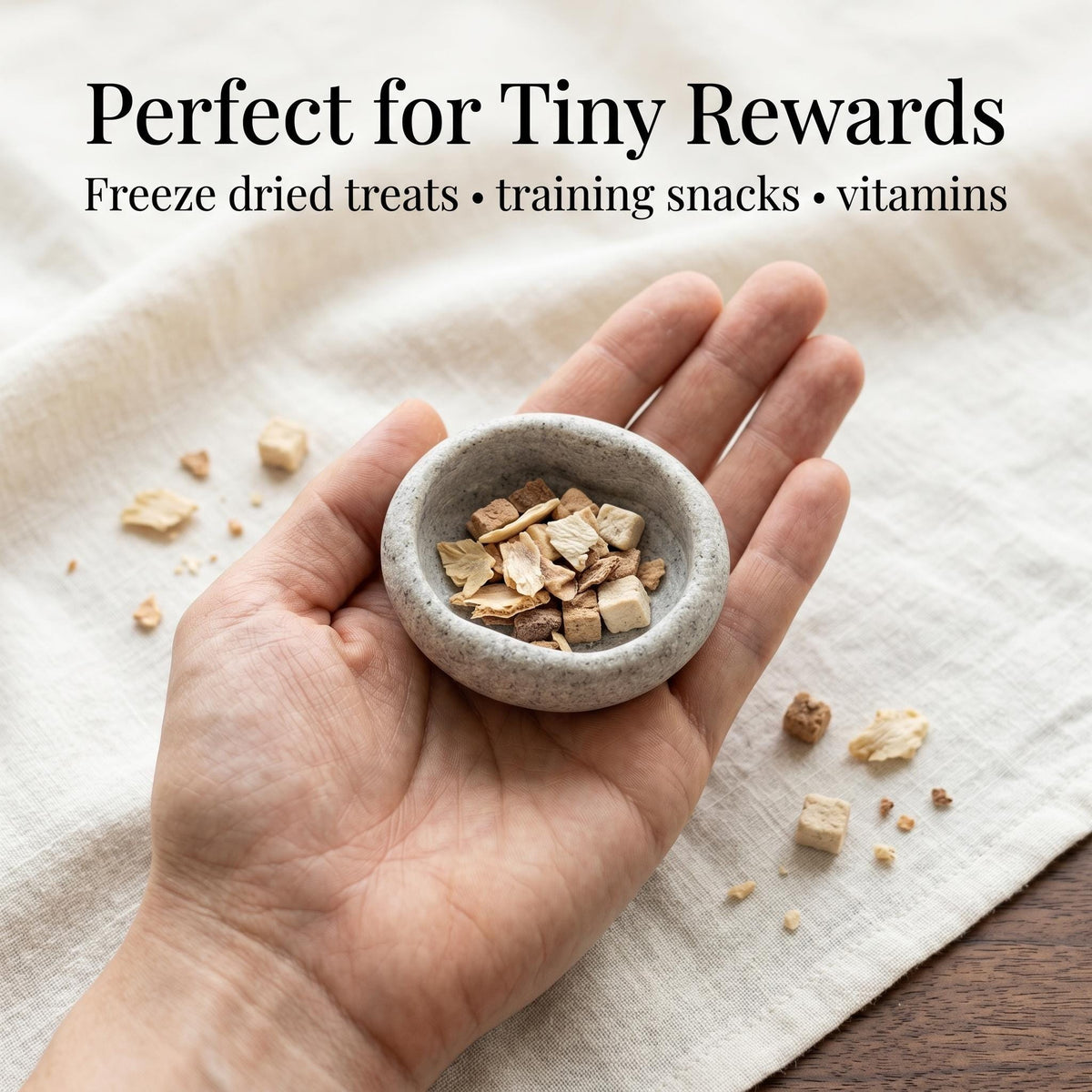 Tiny Cat Bowls - Natural Stone Dish For Freeze Dried Treats – natural stone bird and wildlife accessory – product detail