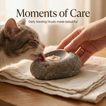 Tiny Cat Bowls - Natural Stone Dish For Freeze Dried Treats – natural stone bird and wildlife accessory – product detail