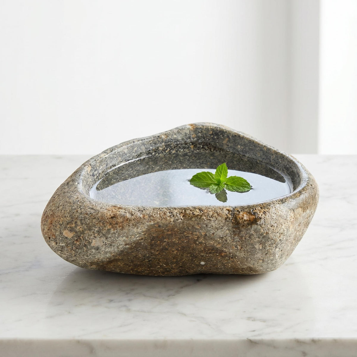 Cat Food Bowl - Heavy Natural Stone No Spill Cat Bowl For Dry – natural stone bird and wildlife accessory – alternate view