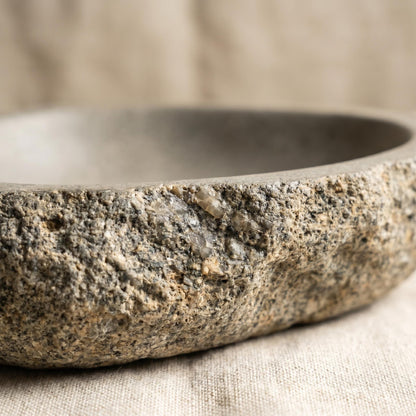 Cat Food Bowl - Heavy Natural Stone No Spill Cat Bowl For Dry – natural stone bird and wildlife accessory – alternate angle
