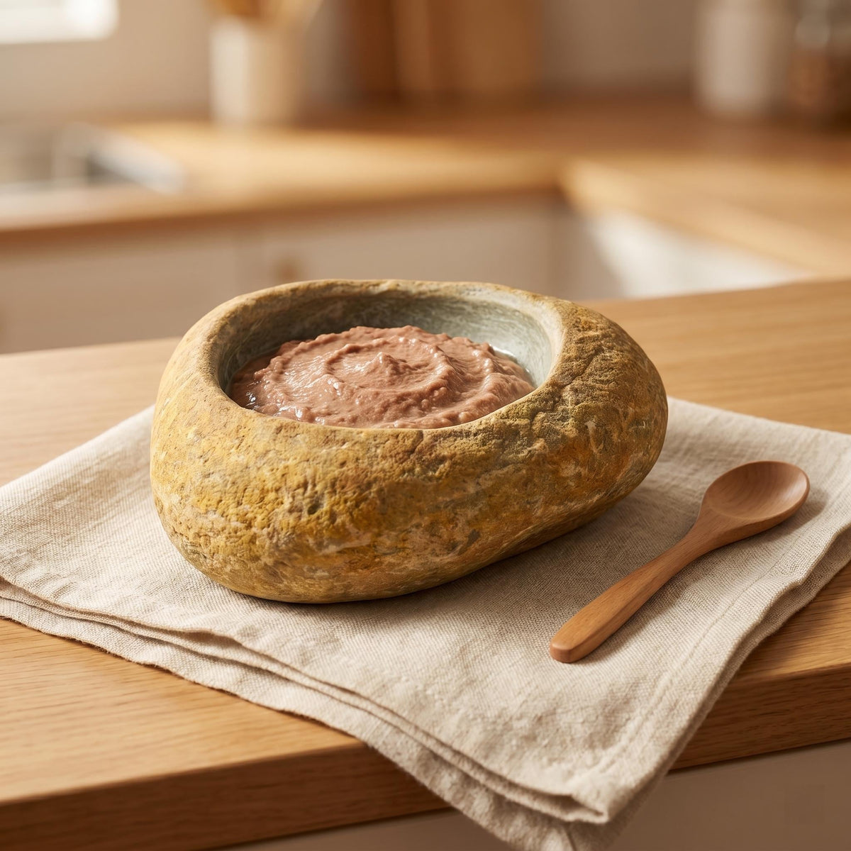 Cat Food Bowl - Heavy Natural Stone No Spill Cat Bowl For Dry – natural stone bird and wildlife accessory – product detail