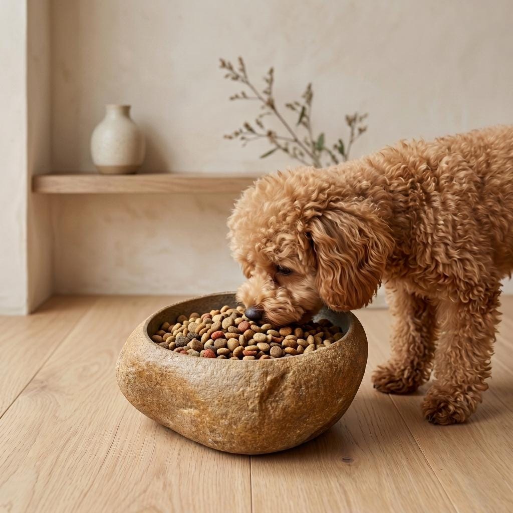 No Spill Dog Food Bowl – natural stone bird and wildlife accessory – primary product view