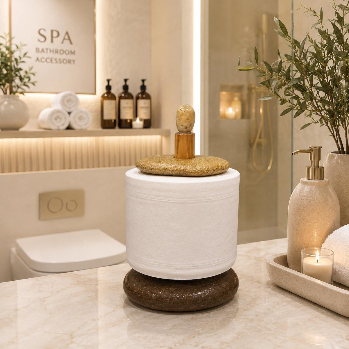 Natural Stone Spa Bathroom Decor – natural stone bathroom accessory – detail view