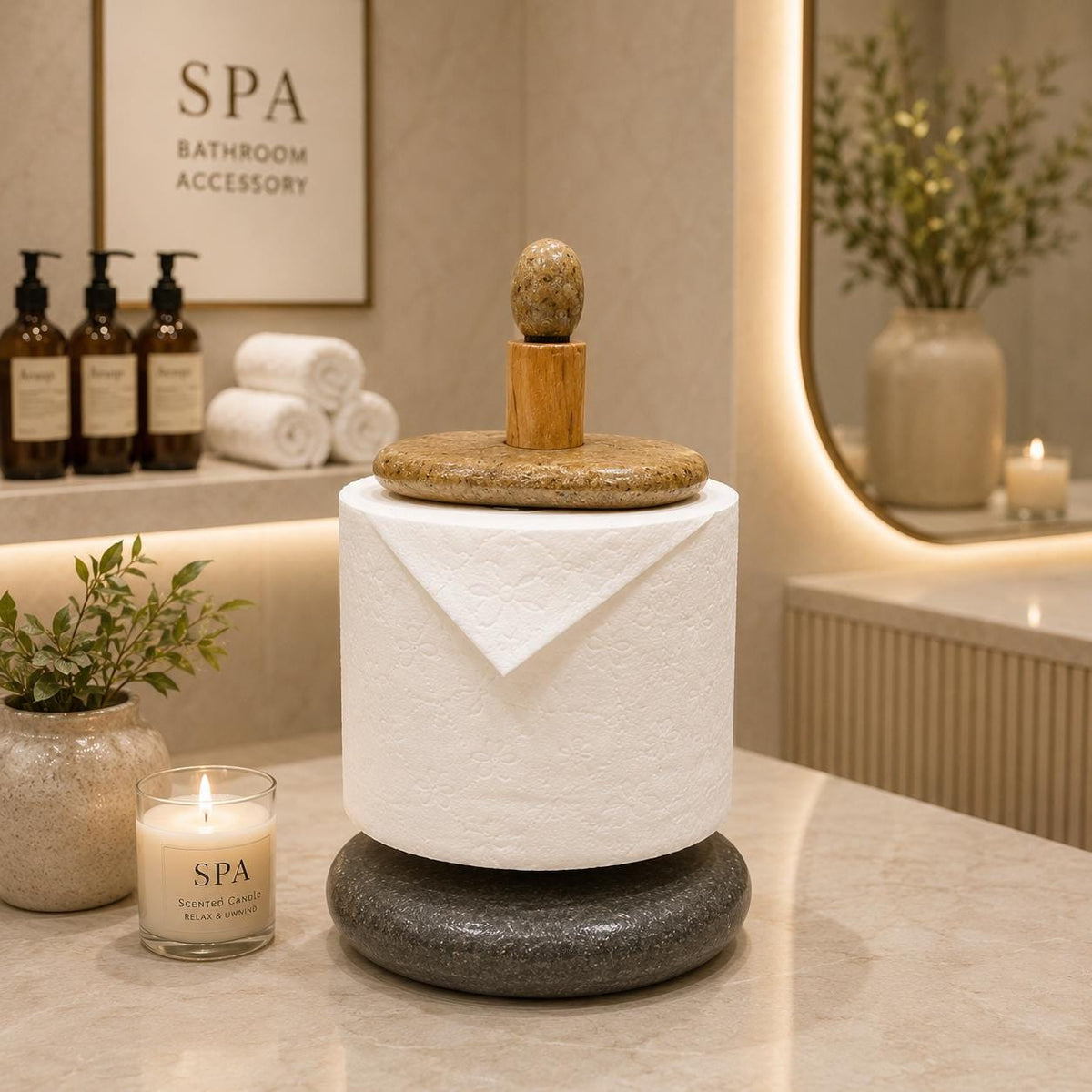 Natural Stone Spa Bathroom Decor – natural stone bathroom accessory – primary product view