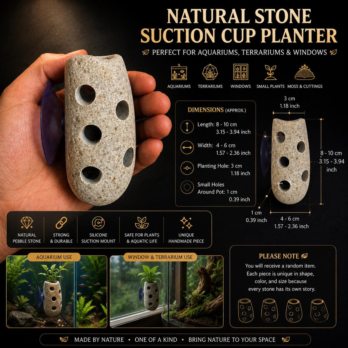 Hanging Planter – natural stone planter or floral display – alternate product view