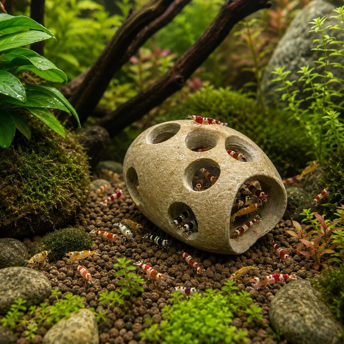Shrimp Hide Cave Natural Stone – natural stone aquarium accessory – alternate view
