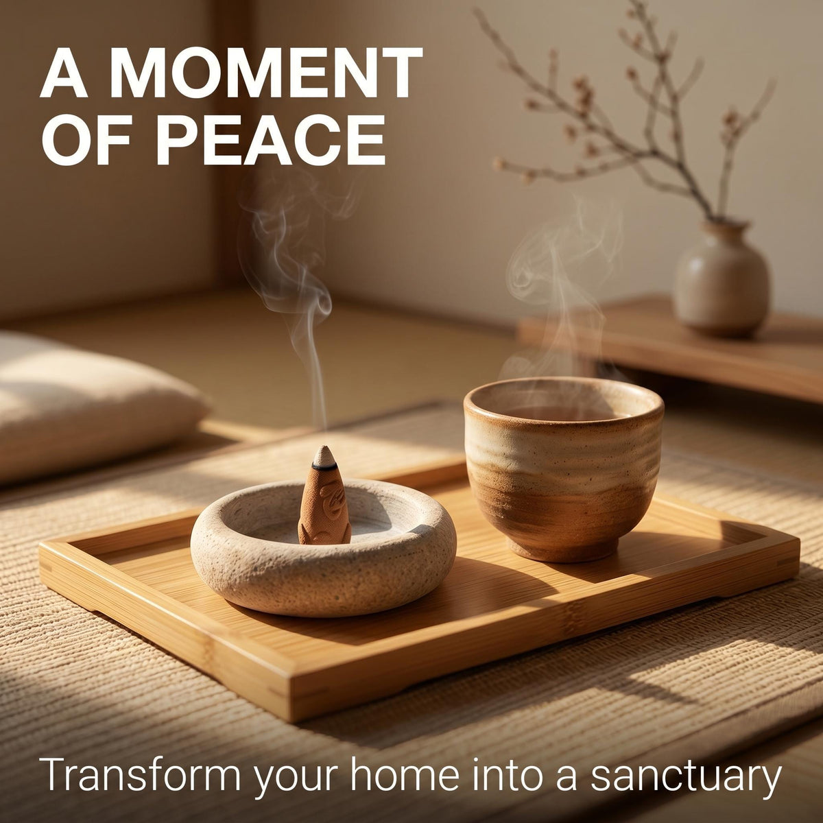 Stone Incense Dish – natural stone mindful home accent – alternate view