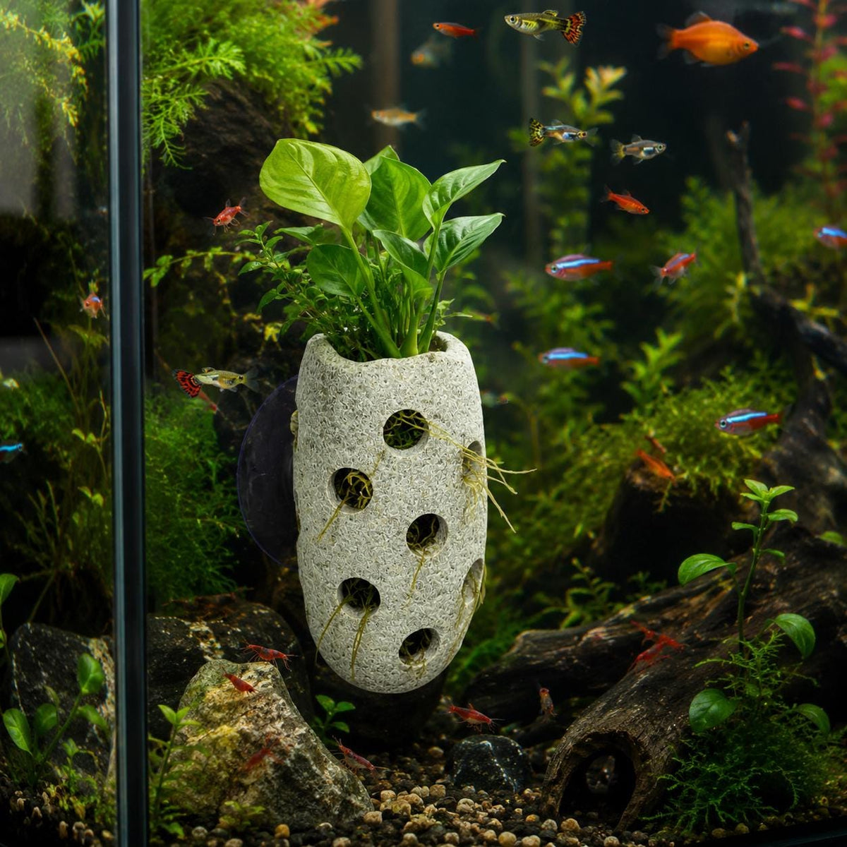 Natural Stone Aquarium Holder - Fish Tank Planter – natural stone aquarium accessory – product detail