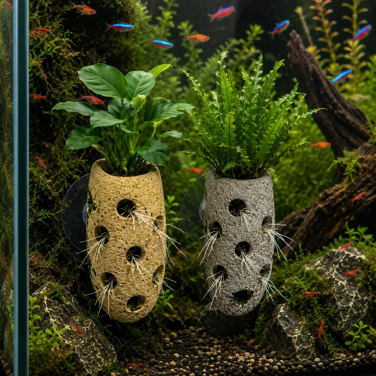 Natural Stone Aquarium Holder - Fish Tank Planter – natural stone aquarium accessory – primary product view