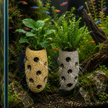 Natural Stone Aquarium Holder - Fish Tank Planter – natural stone aquarium accessory – primary product view