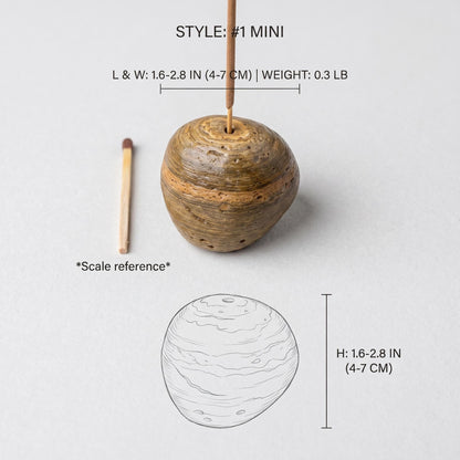 Minimalist Incense Stick Holder - River Stone – natural stone mindful home accent – detail view