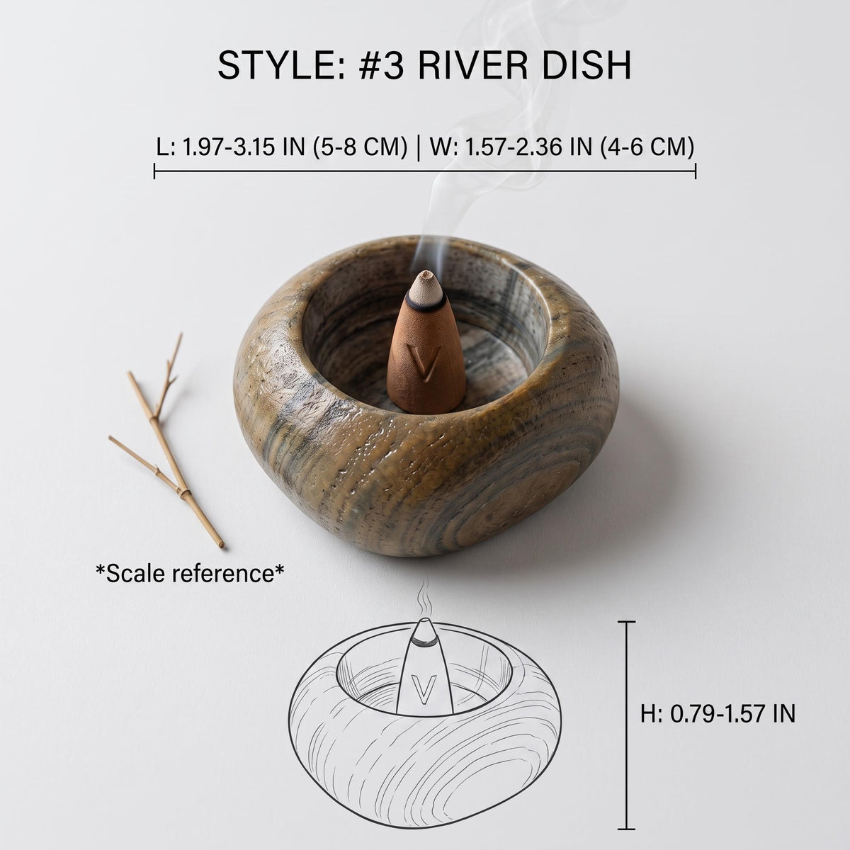 Cone Incense Burner: Handmade Rock Dish & Wabi Sabi Room Decor – natural stone mindful home accent – product detail