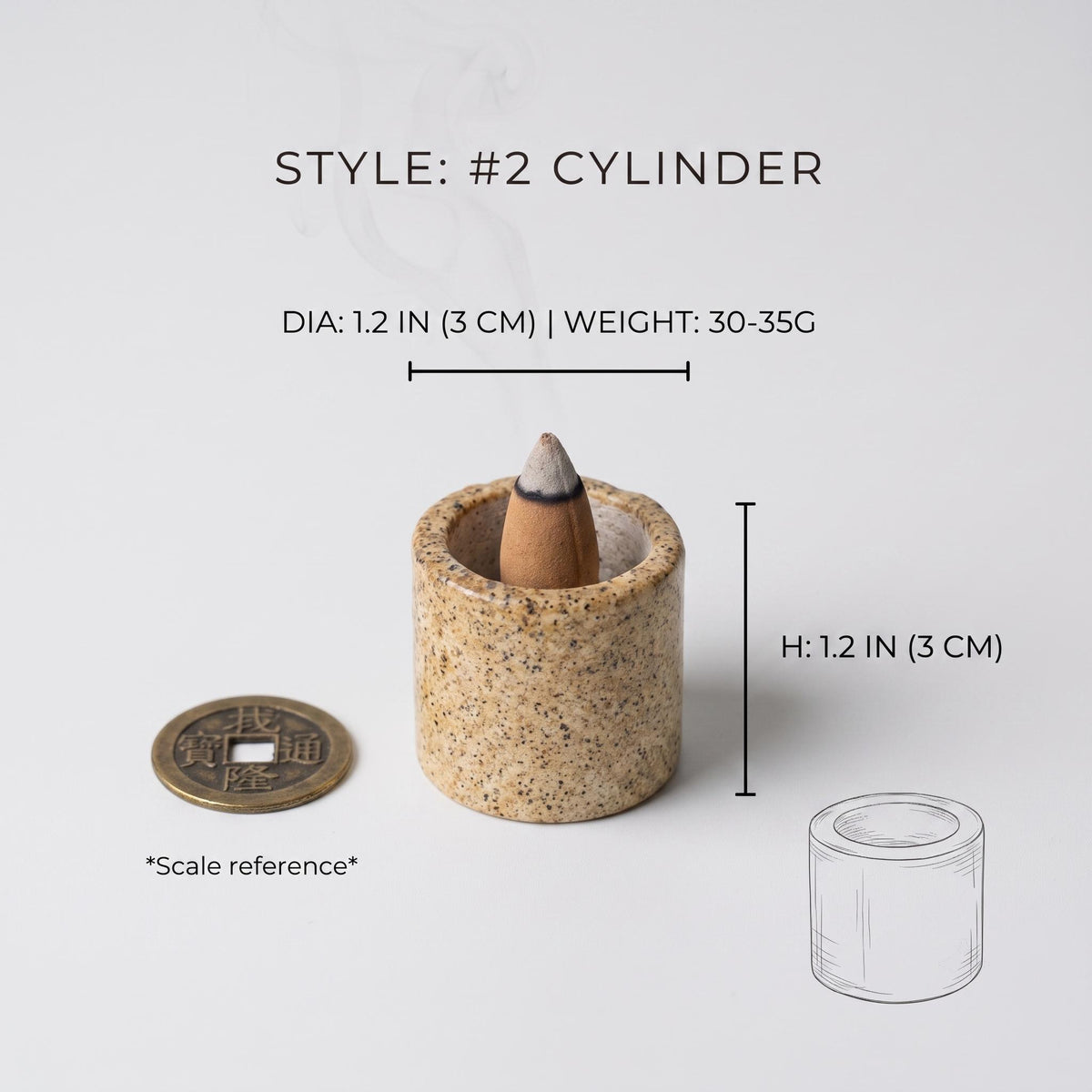 Cone Incense Burner: Handmade Rock Dish & Wabi Sabi Room Decor – natural stone mindful home accent – alternate angle