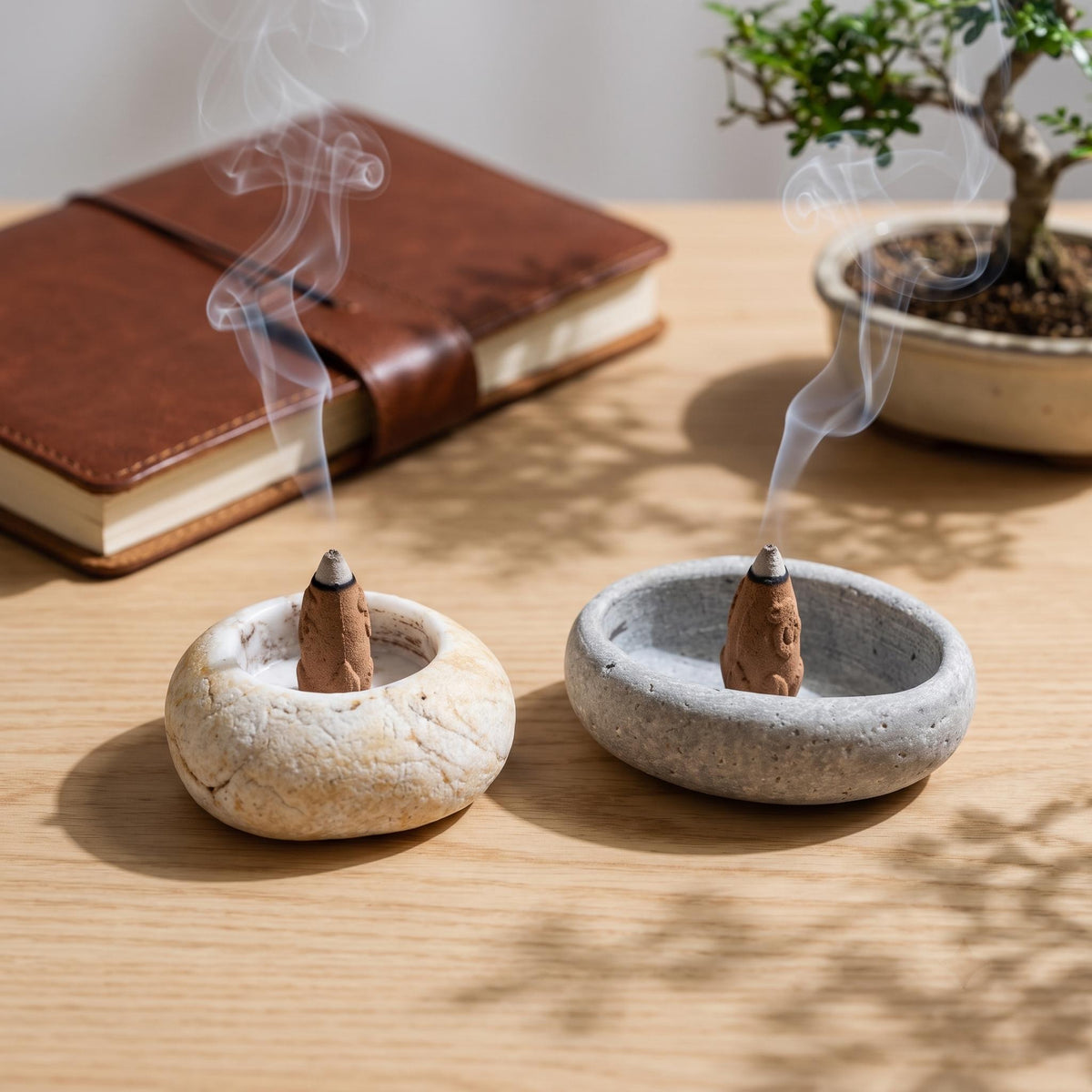 Cone Incense Burner: Handmade Rock Dish & Wabi Sabi Room Decor – natural stone mindful home accent – alternate product view