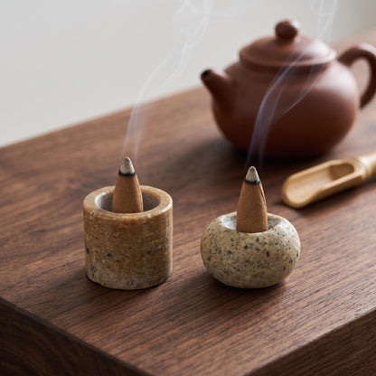 Cone Incense Burner: Handmade Rock Dish & Wabi Sabi Room Decor – natural stone mindful home accent – alternate view