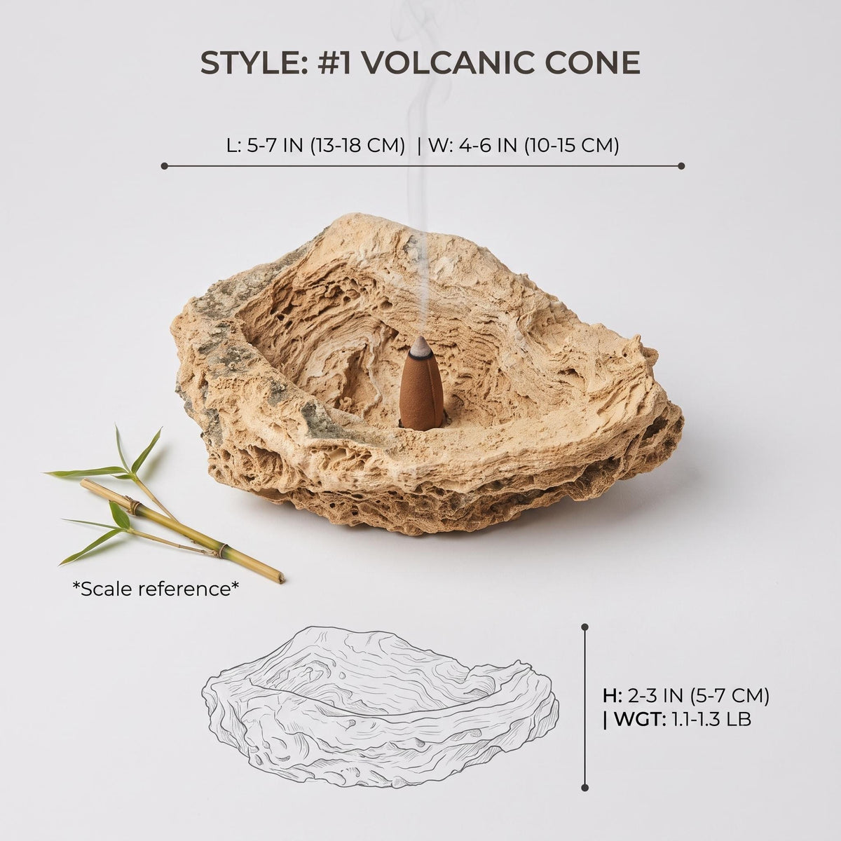 Large Incense Burner: Giant Stone Ash Catcher & Volcanic Rock – natural stone mindful home accent – product detail