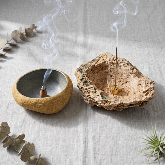 Large Incense Burner: Giant Stone Ash Catcher & Volcanic Rock – natural stone mindful home accent – primary product view
