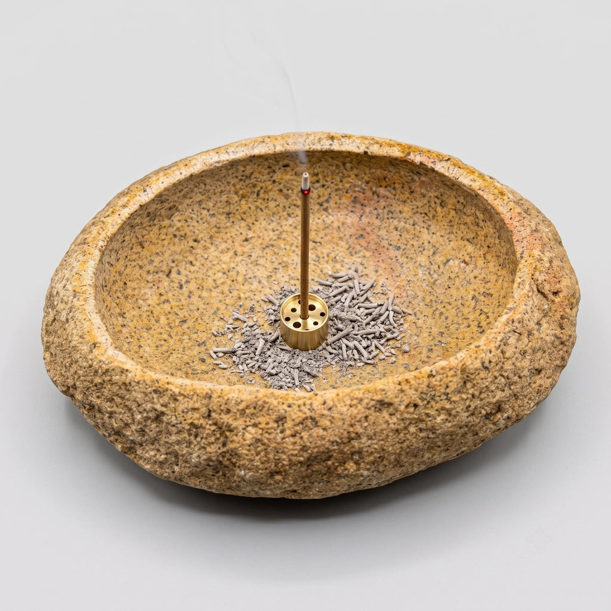 Large Incense Burner: Giant Stone Ash Catcher & Volcanic Rock – natural stone mindful home accent – alternate angle