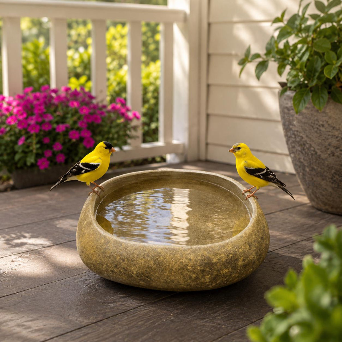 Natural Stone Bird Bath & Bird Feeder – natural stone bird and wildlife accessory – product detail