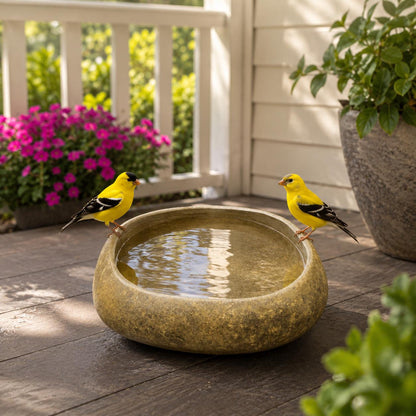 Natural Stone Bird Bath & Bird Feeder – natural stone bird and wildlife accessory – product detail