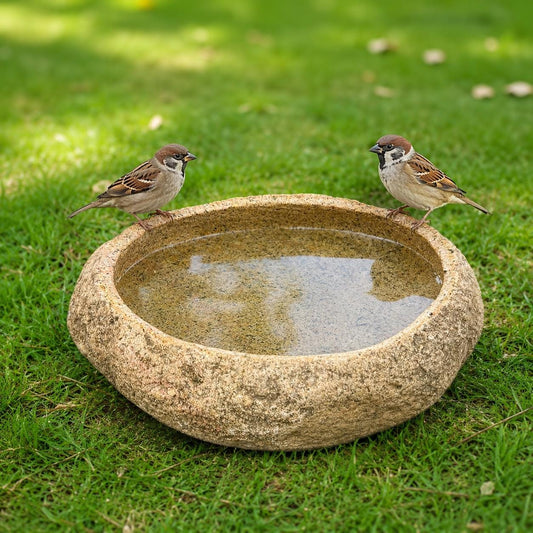 Natural Stone Bird Bath & Bird Feeder – natural stone bird and wildlife accessory – primary product view