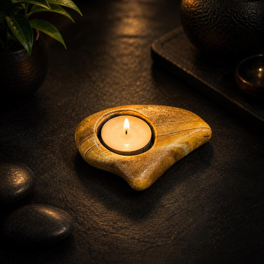 Rock Candle Holder – natural stone mindful home accent – primary product view