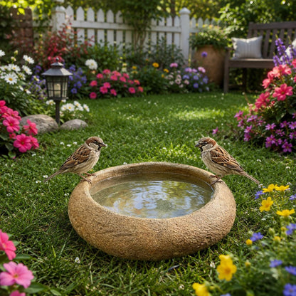 Backyard Bird Bath – natural stone bird and wildlife accessory – alternate view